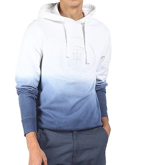 Tommy Hilfiger Blue and White Dip Dye Embossed Logo - Picture 1 of 3